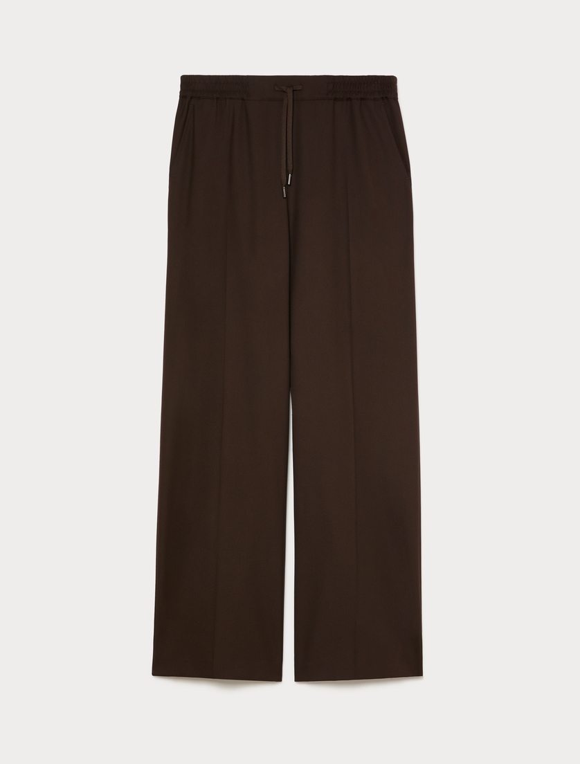 Pantalon wide leg en sergé stretch - CHOCOLAT - Marina Rinaldi