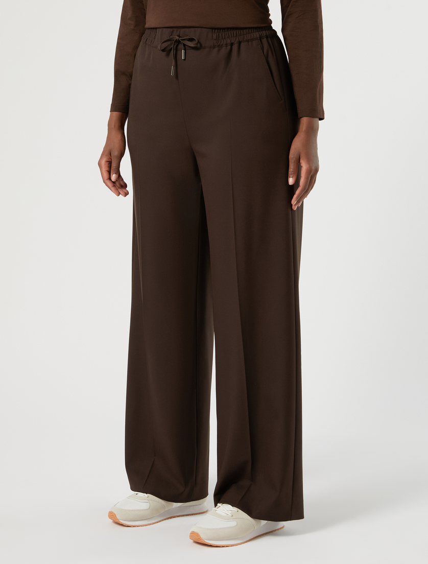 Pantalon wide leg en sergé stretch - CHOCOLAT - Marina Rinaldi - 3