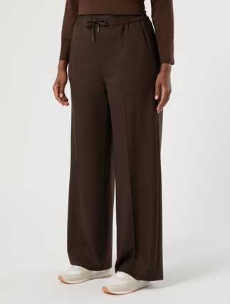 Pantalon wide leg en sergé stretch - CHOCOLAT - Marina Rinaldi - 3