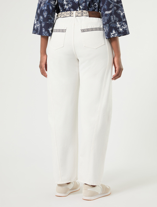 Cotton bull barrel-leg trousers - SILK - Marina Rinaldi - 4