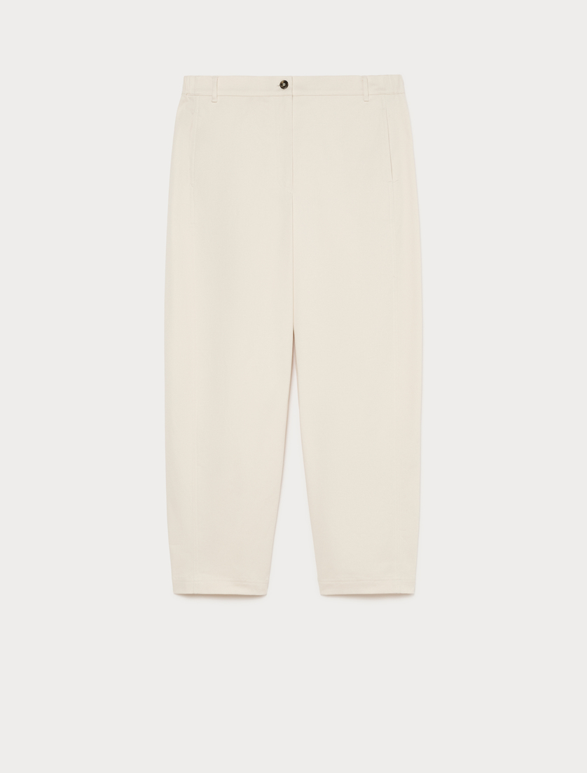 Barrel-fit cotton trousers - SAND - Marina Rinaldi