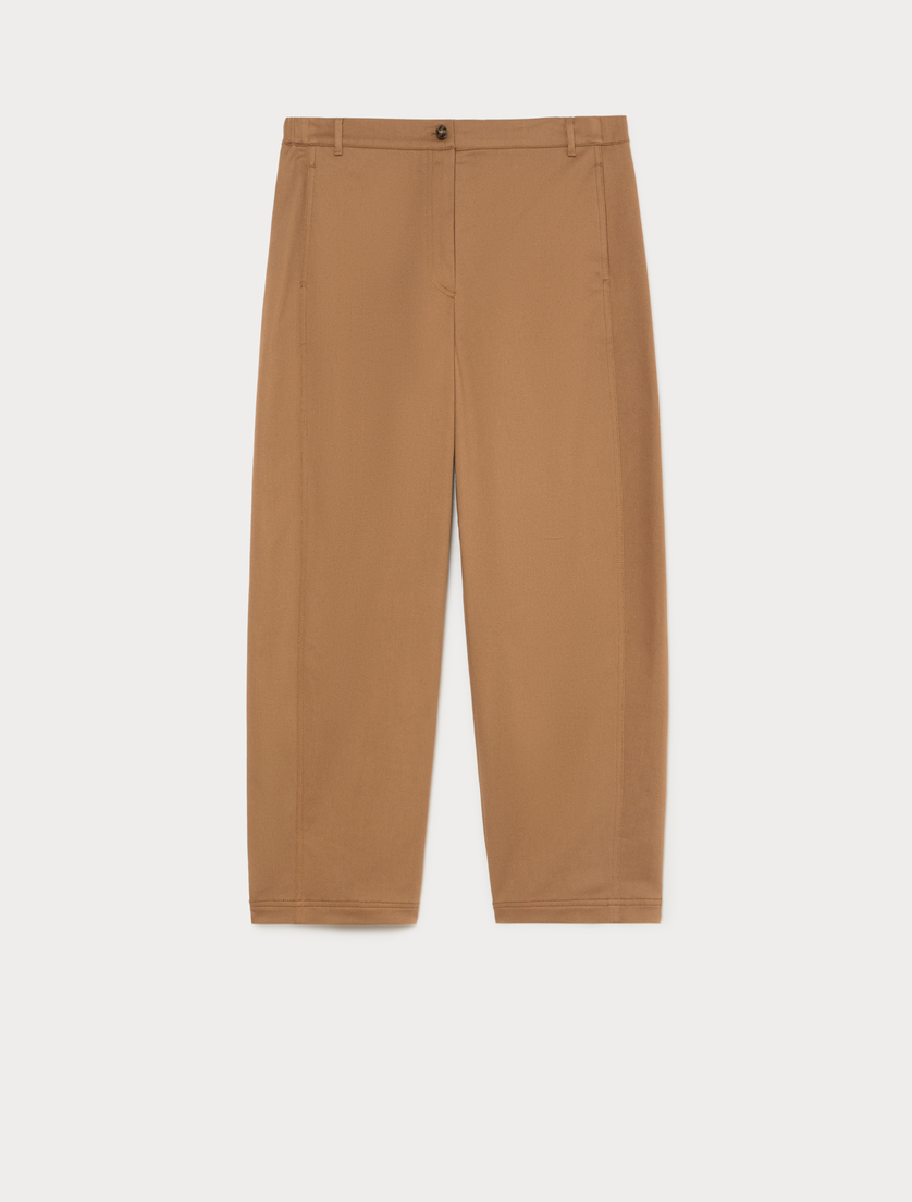 Barrel-fit cotton trousers - BISCUIT - Marina Rinaldi