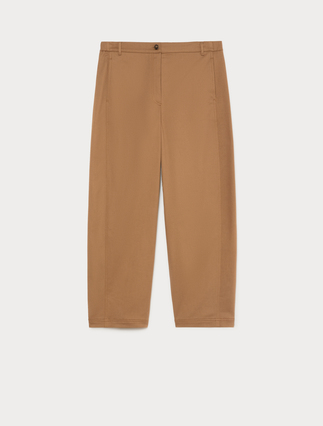 Barrel-fit cotton trousers - BISCUIT - Marina Rinaldi - 1