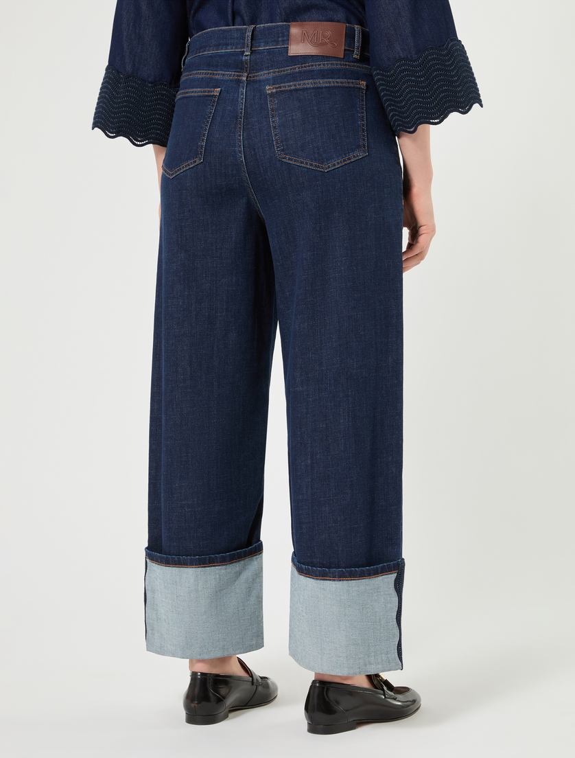 Jeans ampi in denim con ricamo - BLU NOTTE - Marina Rinaldi - 4