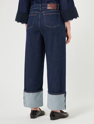 Jeans ampi in denim con ricamo - BLU NOTTE - Marina Rinaldi - 4