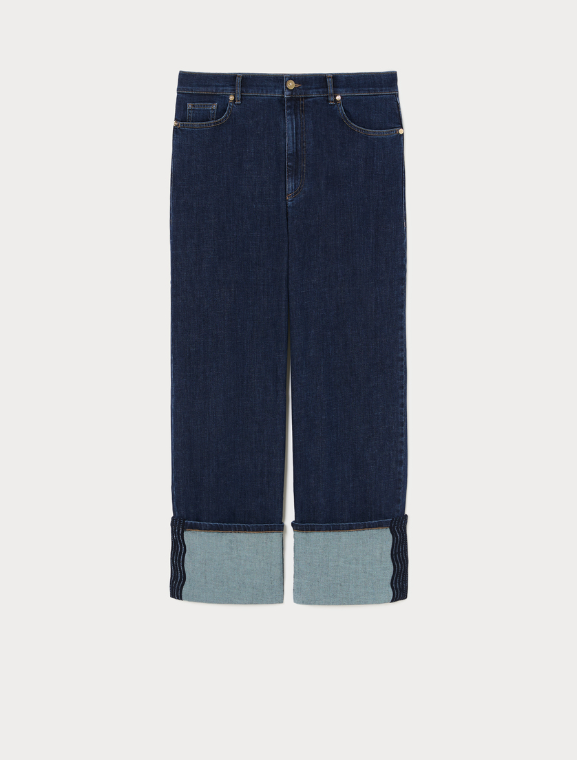 Jeans ampi in denim con ricamo - BLU NOTTE - Marina Rinaldi