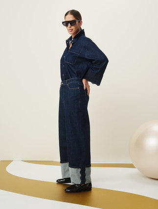 Wide-fit embroidered denim jeans - MIDNIGHTBLUE