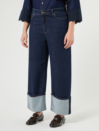 Jeans ampi in denim con ricamo - BLU NOTTE - Marina Rinaldi - 3