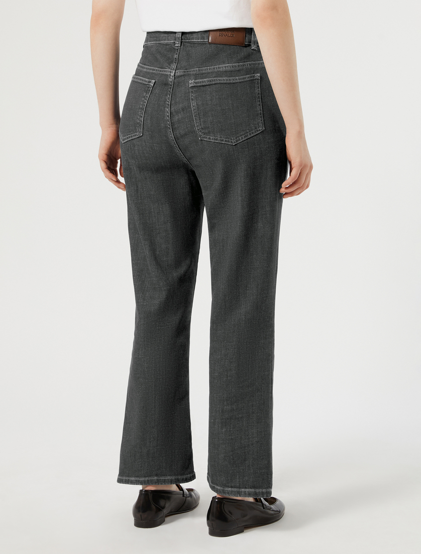 Cotton-blend denim cropped jeans - BLACK - Marina Rinaldi - 4