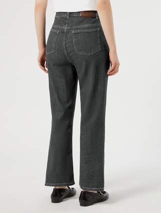 Cotton-blend denim cropped jeans - BLACK - Marina Rinaldi - 4