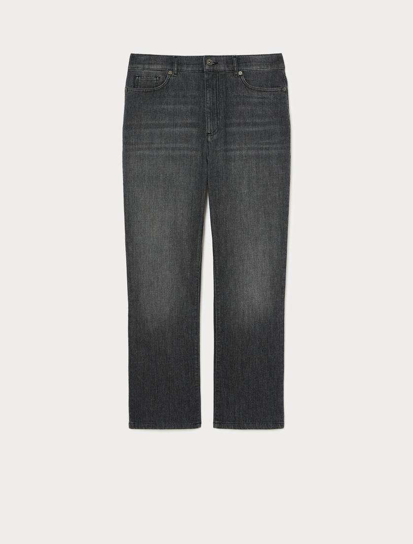Cotton-blend denim cropped jeans - BLACK - Marina Rinaldi