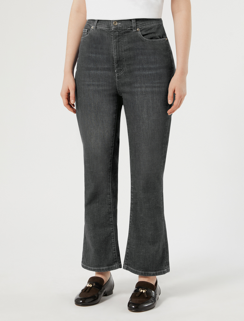 Cotton-blend denim cropped jeans - BLACK - Marina Rinaldi - 3