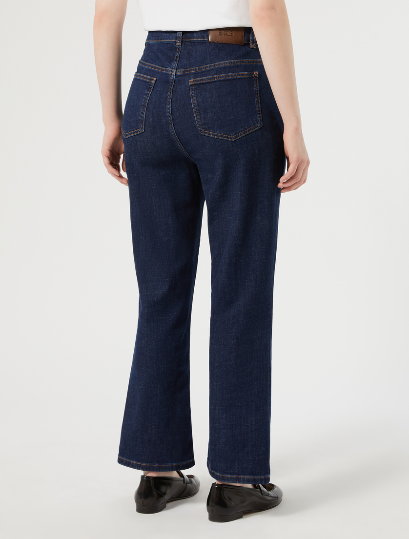 Cotton-blend denim cropped jeans - MIDNIGHTBLUE - Marina Rinaldi - 4