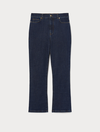 Cotton-blend denim cropped jeans - MIDNIGHTBLUE - Marina Rinaldi - 1