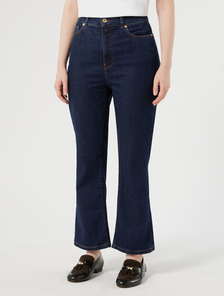 Cotton-blend denim cropped jeans - MIDNIGHTBLUE