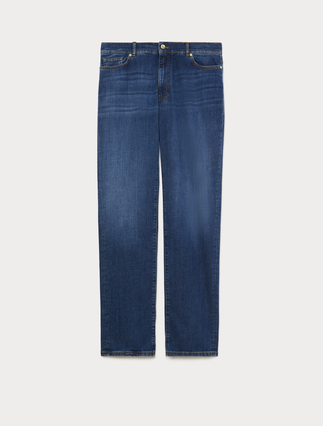 Jeans regular in denim di cotone - BLU - Marina Rinaldi - 1