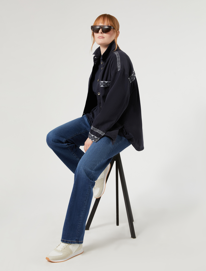 Jeans regular in denim di cotone - BLU - Marina Rinaldi - 2