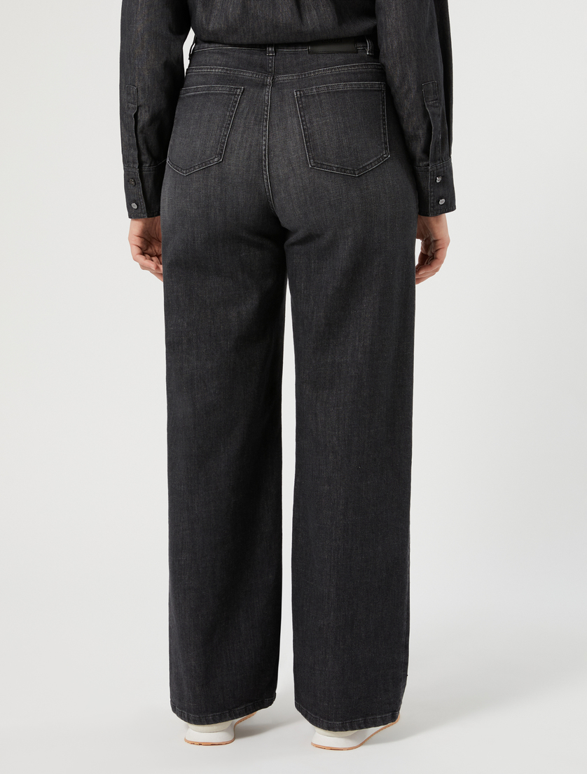 Wide-leg stretch denim jeans - BLACK - Marina Rinaldi - 4