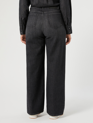 Wide-leg stretch denim jeans - BLACK - Marina Rinaldi - 4