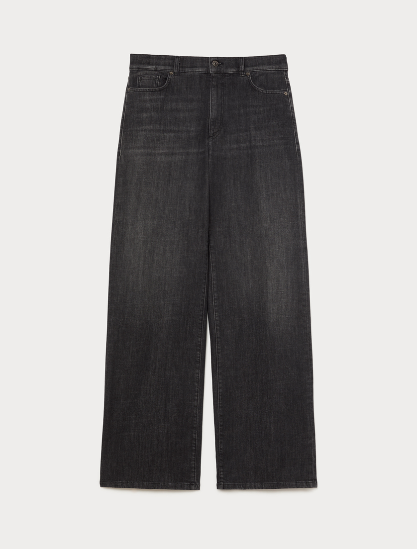 Wide-leg stretch denim jeans - BLACK - Marina Rinaldi