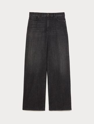 Wide-leg stretch denim jeans - BLACK - Marina Rinaldi - 1