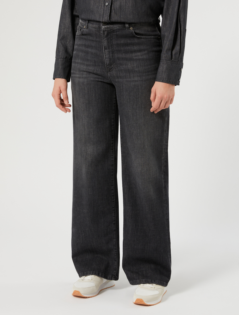 Wide-leg stretch denim jeans - BLACK - Marina Rinaldi - 3