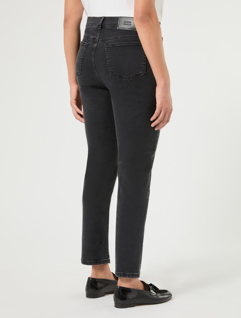 Jean slim en denim de coton mélangé - NOIR - Marina Rinaldi - 4