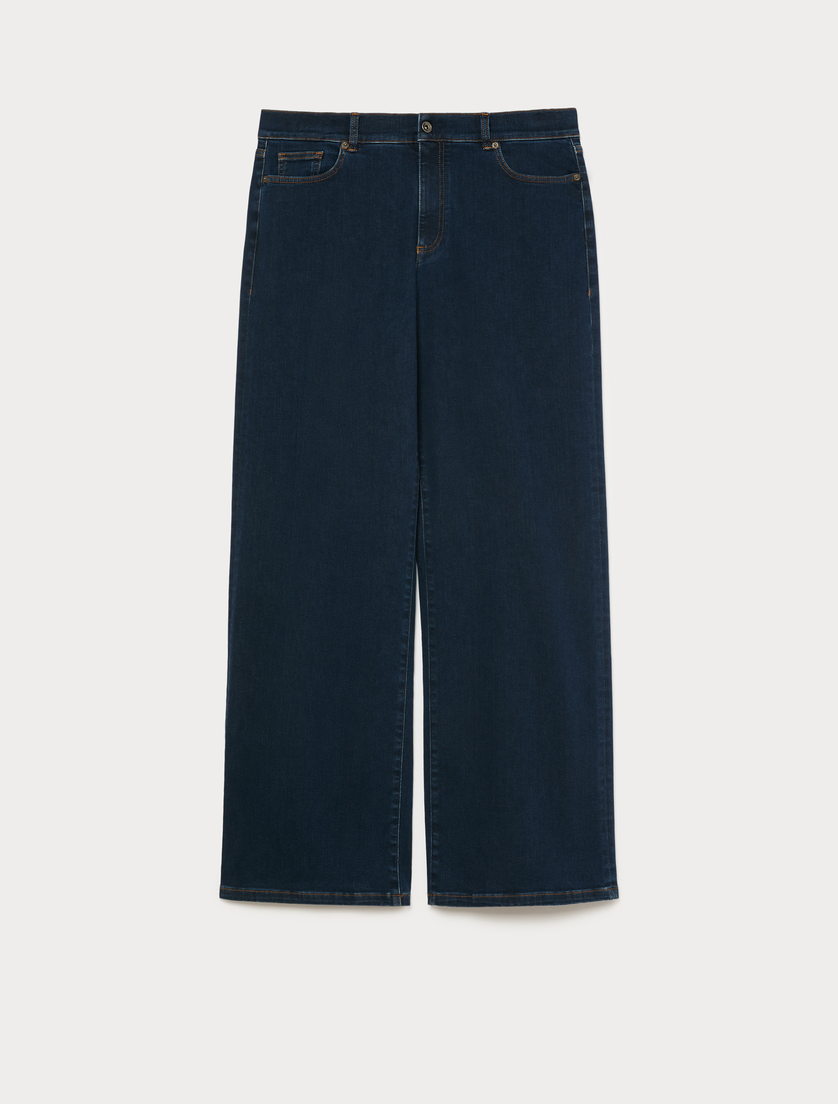 Cotton-blend denim wide-leg jeans - MIDNIGHTBLUE - Marina Rinaldi