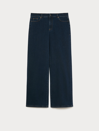 Cotton-blend denim wide-leg jeans - MIDNIGHTBLUE - Marina Rinaldi - 1