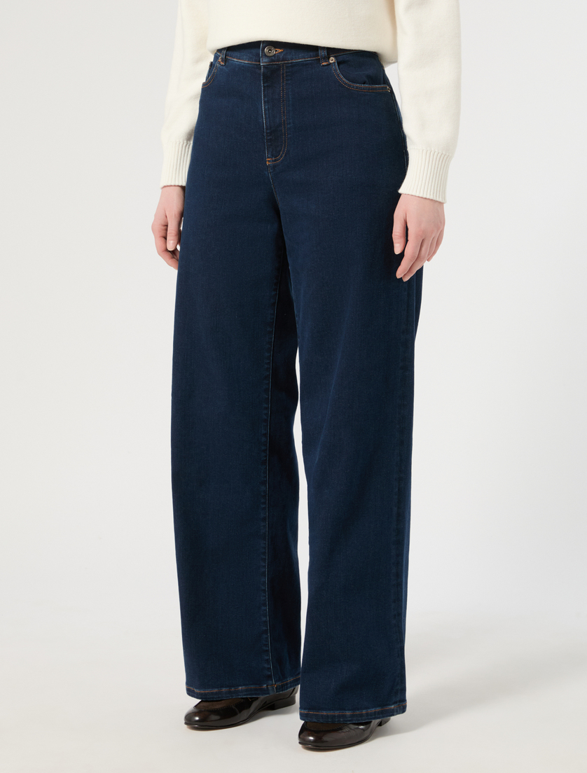 Cotton-blend denim wide-leg jeans - MIDNIGHTBLUE - Marina Rinaldi - 3
