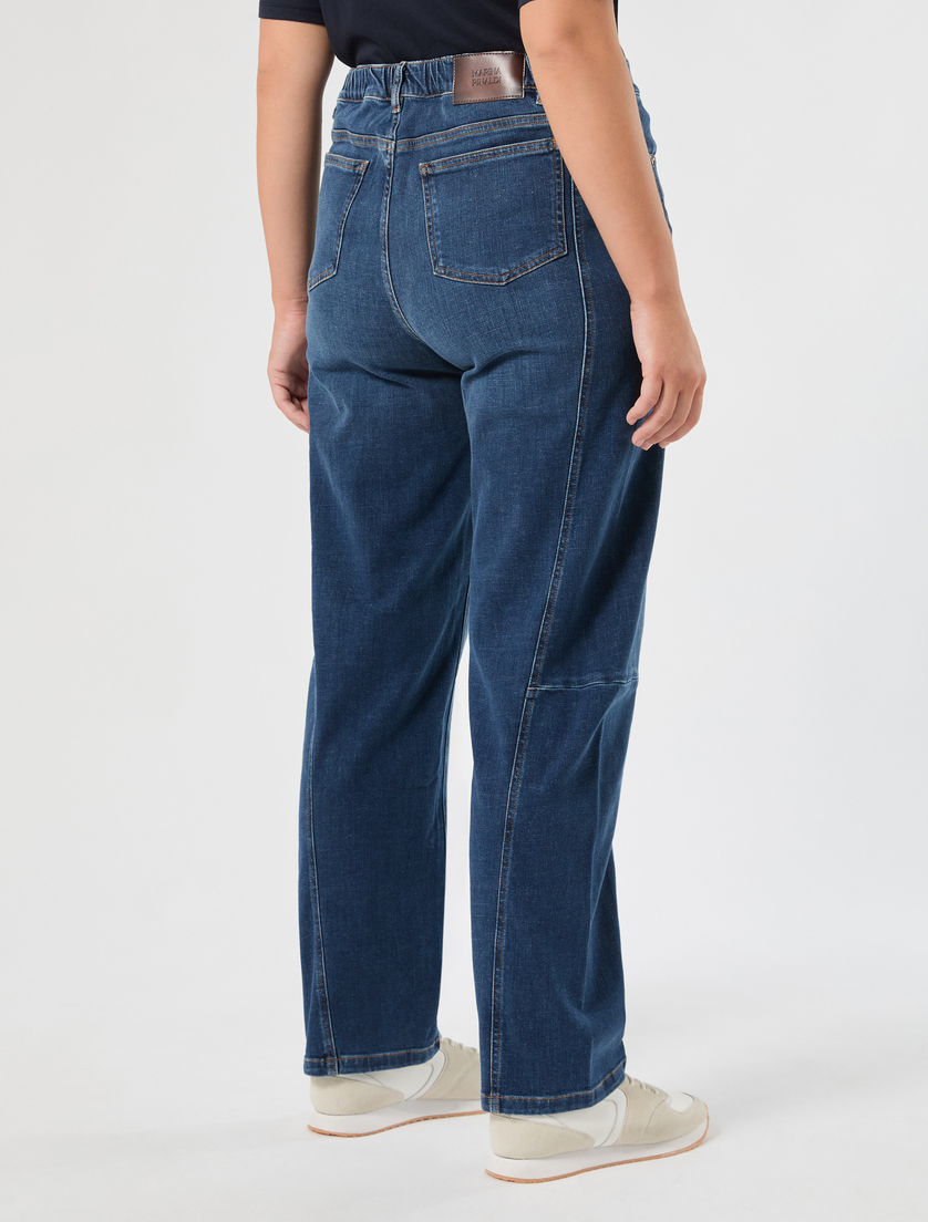 Cotton denim barrel-leg jeans - NAVY - Marina Rinaldi - 4