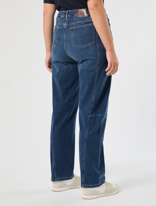 Cotton denim barrel-leg jeans - NAVY - Marina Rinaldi - 4