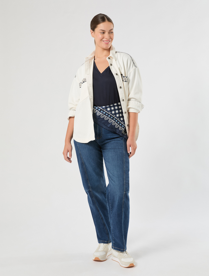Cotton denim barrel-leg jeans - Marina Rinaldi
