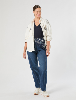 Cotton denim barrel-leg jeans - Marina Rinaldi