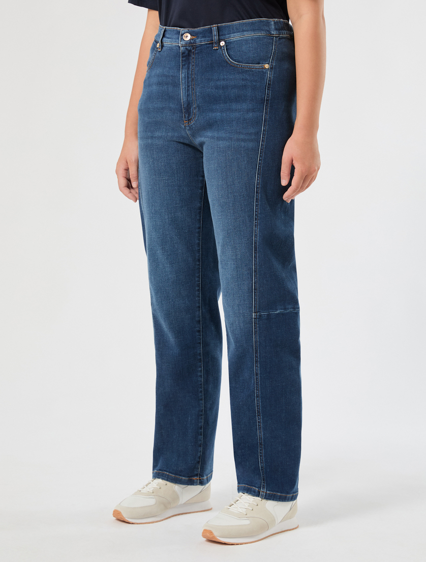 Cotton denim barrel-leg jeans - NAVY - Marina Rinaldi - 3