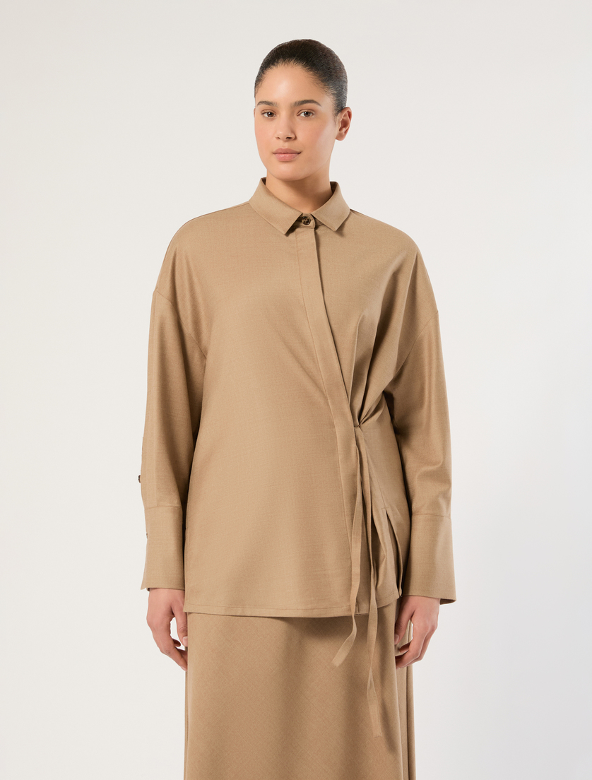 Oversized flannel shirt - CAMEL - Marina Rinaldi - 3