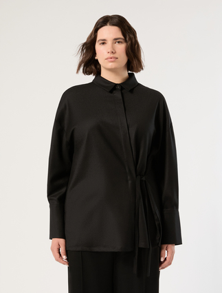 Oversized flannel shirt - BLACK - Marina Rinaldi - 3