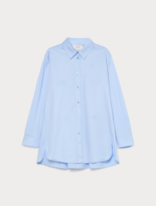 Cotton satin shirt - LIGHT BLUE - Marina Rinaldi - 1