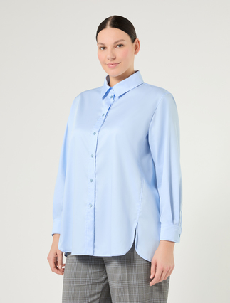 Camicia in raso di cotone - AZZURRO