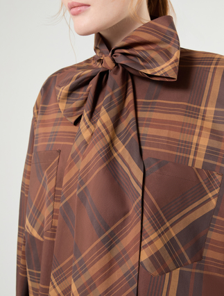 Oversized chequered cotton canvas shirt - BISCUIT - Marina Rinaldi - 5