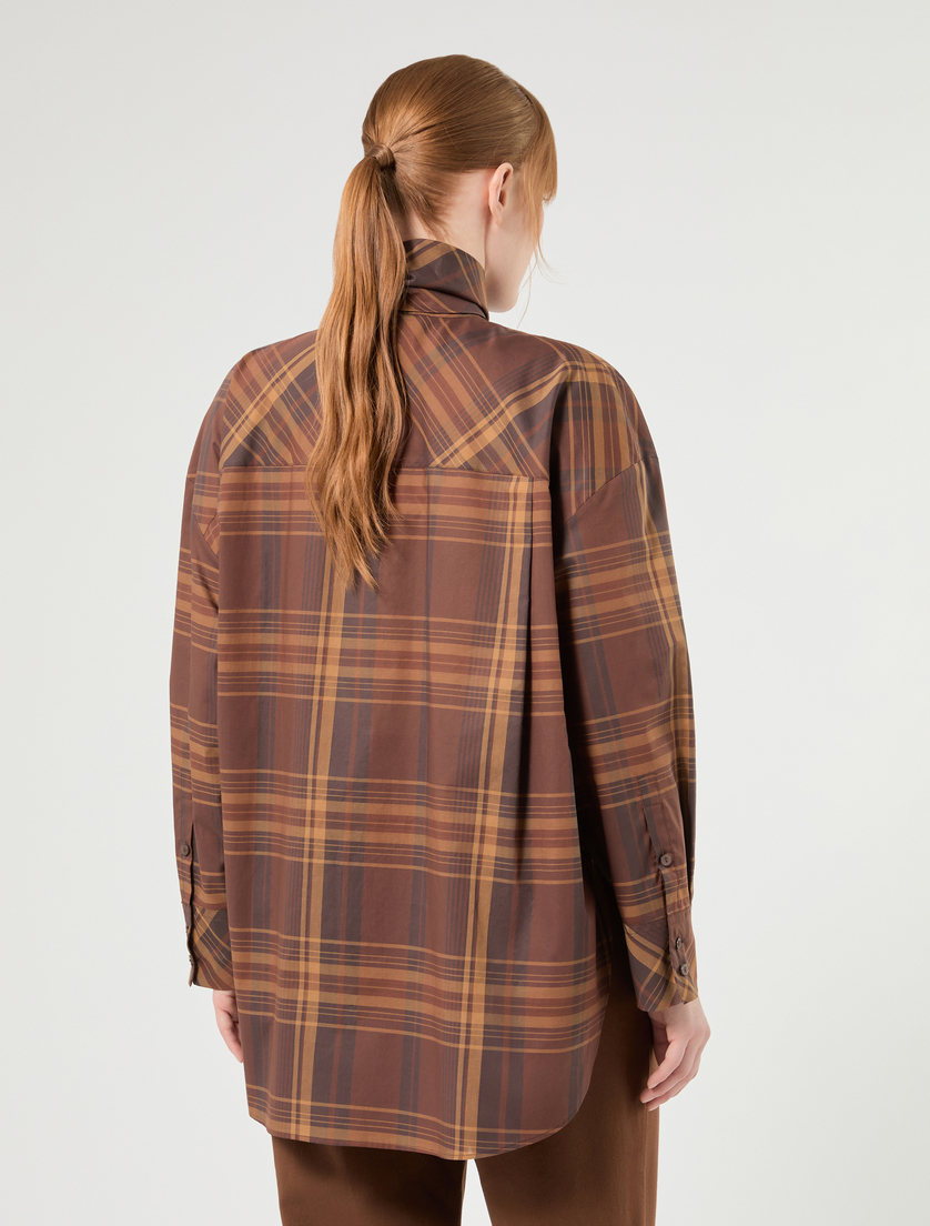 Oversized chequered cotton canvas shirt - BISCUIT - Marina Rinaldi - 4