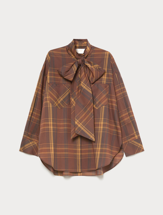 Oversized chequered cotton canvas shirt - Marina Rinaldi