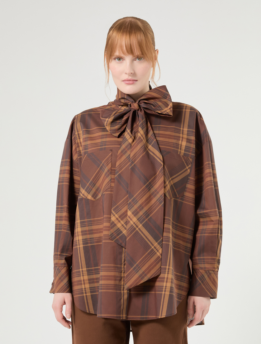 Oversized chequered cotton canvas shirt - BISCUIT - Marina Rinaldi - 3