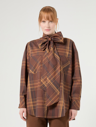 Oversized chequered cotton canvas shirt - BISCUIT - Marina Rinaldi - 3