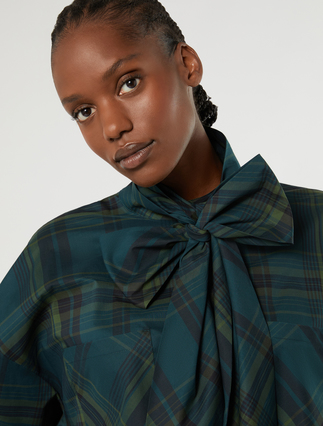 Oversized chequered cotton canvas shirt - DARK GREEN - Marina Rinaldi - 5