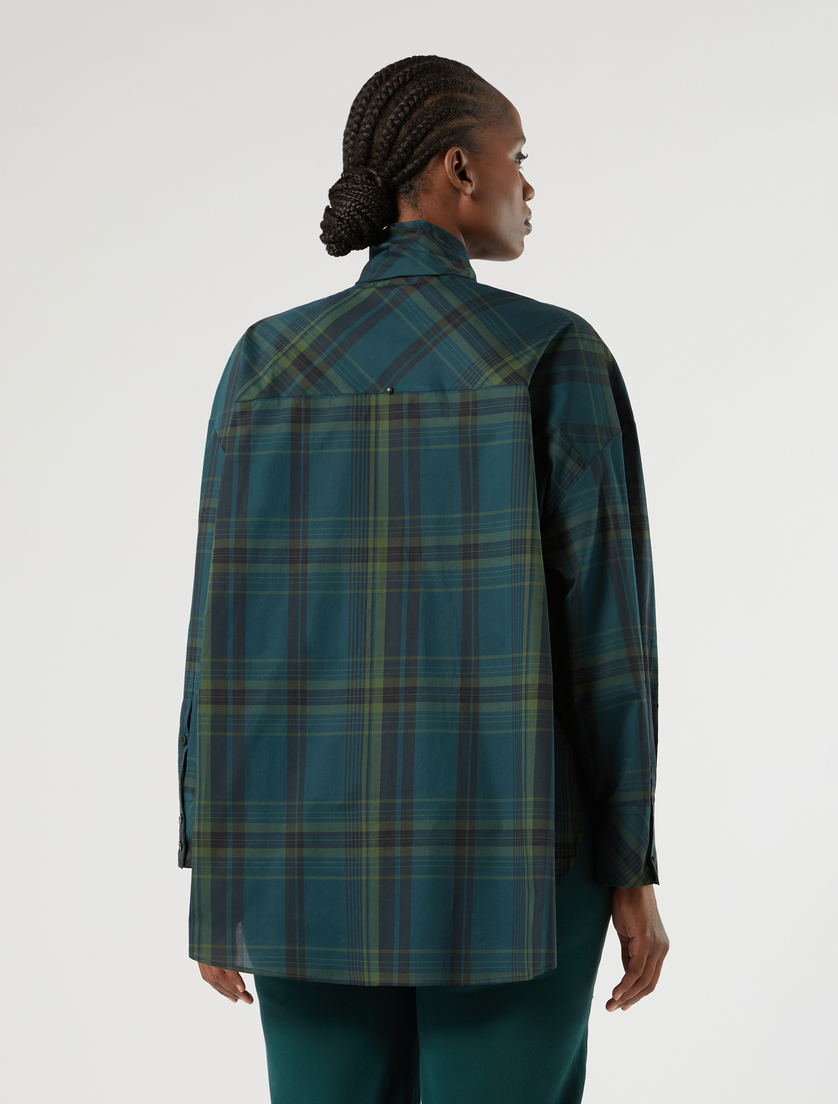 Oversized chequered cotton canvas shirt - DARK GREEN - Marina Rinaldi - 4