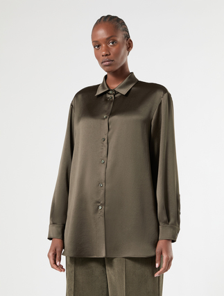 Satin shirt - OLIVE GREEN