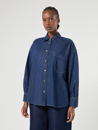 Denim shirt - MIDNIGHTBLUE - Marina Rinaldi - 3