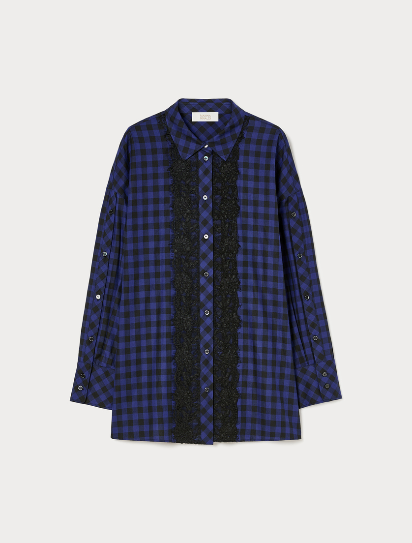 Cotton flannel shirt - BLUE/BLACK - Marina Rinaldi