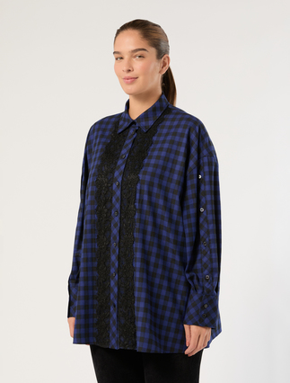 Cotton flannel shirt - BLUE/BLACK - Marina Rinaldi - 3